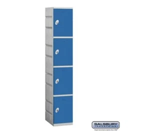Salsbury 12" Wide Four Tier Plastic Locker Blue Unassembled - Picture 1 of 3