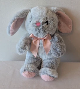 Walmart Bunny Rabbit Grey & Pink 8" Plush Stuffed Animal Toy Bow Sparkle Easter - Picture 1 of 9