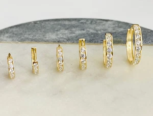 14K Solid Gold Hoop Earrings - 14K Real Gold Hoop - 2mm- 2.5mm - 3mm- ER247 - Picture 1 of 18