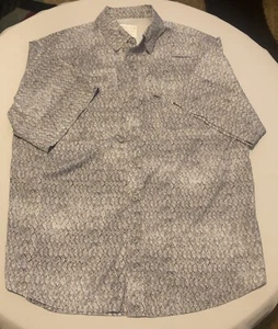 Reel Legends Saltwater 2 Vented Fishing Shirt Mens L Gray Short Sleeve Button Up - Picture 1 of 9
