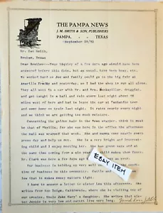 1923 PAMPA, TEXAS Werbebriefpapier PAMPA NEWS J.M. SMITH zu ZAC SMITH - Bild 1 von 1