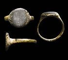 Roman Ring Legionary Soldier Bronze Square Authentic Artifact Antiquity with COA