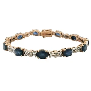 Sapphire Bracelet In 10K Two-Tone Gold - Picture 1 of 7