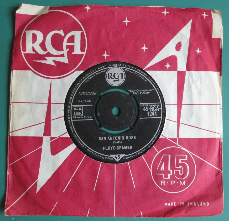 Floyd Cramer: San Antonio Rose 7" Vinyl Single 1st 1961 UK Press 45-RCA-1241 - Image 1 of 1