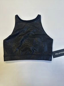 Sujetador deportivo Peloton Show Up cuello alto negro lámina digital para mujer mediano - Imagen 1 de 3