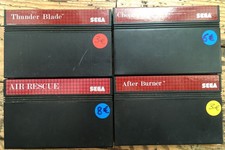 LOT OF 4 GAMES MASTER SYSTEM THUNDER BLADE CHOPLIFTER AIR RESCUE & AFTER BURNER