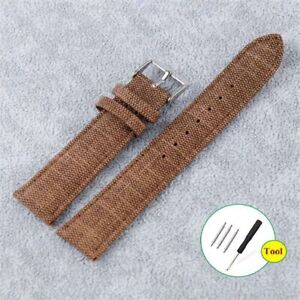 Retro Denim Nylon Watch Strap Canvas Leather Band 10 12 14 16 18 20mm 22mm Cloth