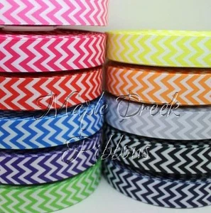 Cinta Chevron Grosgrain 7/8 pulgadas x 1 yarda (3 pies de cinta cortada) ELIGES EL COLOR - Imagen 1 de 7