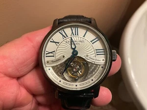 STUHRLING TOURBILLON 45MM LE#372/450 SILVERTONE BLUE FURNACE HANDS GORGEOUS!!!! - Picture 1 of 5