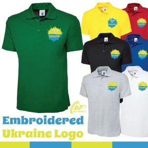 Pray For Ukraine Embroidered Polo Support Stand Ukrain Slogan Humanity Public - Picture 1 of 18