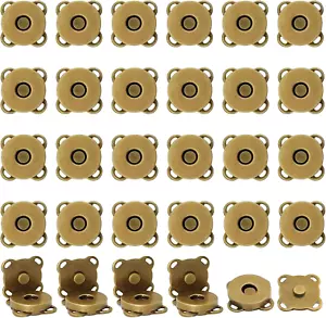30 Sets Magnetic Snap Buttons,14Mm Bronze Magnetic Button for Clothes, Bags, Pur - Picture 1 of 12