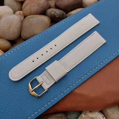 Correa de reloj JB Champion larga cónica de cuero blanco vintage 11/16" años 60 sin usar Foto 1 de 4