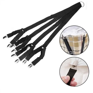 Black Bed Sheet Holder Anti Slip Fixing Buckle Adjustable Elastic Straps With 8 - Bild 1 von 13