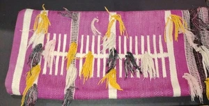 Anthropologie All Roads Lumbar Pillow Cover 12"x27” Purple Yellow Blk Wht Tassel - Picture 1 of 9
