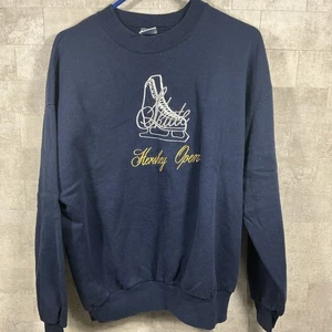 Suéter de Patinaje Artístico Hershey Open Años 90’s Jerzees XL AZUL MARINO De Colección Raro - Imagen 1 de 12
