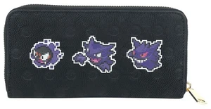 Pokemon Purse Pixel Ghosts Gastly Haunter Gengar Official Black Zip Wallet NEW - Picture 1 of 4