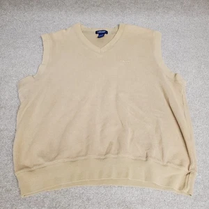 IZOD Pullover Sweater Vest Mens Lg V Neck Sleeveless Knit Beige Golf Preppy - Picture 1 of 7