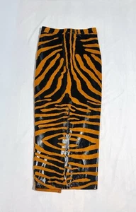 Akira kleiner langer Bleistiftrock Animalprint braun Rückenschlitz Kunstleder Wildleder - Bild 1 von 11