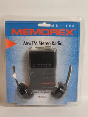 Radio estéreo AM/FM portátil de bolsillo Memorex MR 1102 de colección con auriculares Nuevo de Lote Antiguo  Foto 1 de 2