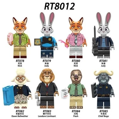 8 Custom Lego Disney Pixae Cartoon Toy Figures Zootopia Hero MiniFigures Model - Image 1 of 4