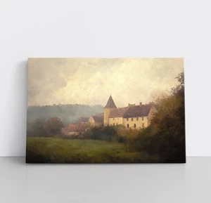 Impresión rústica de pintura de iglesia francesa europea sobre lienzo enmarcado arte de pared, vintage - Imagen 1 de 14
