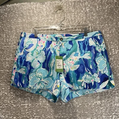 Lilly Pulitzer Adie Corto Talla 14 Colorido Azul Preppy Algodón Nuevo con Etiquetas Foto 1 de 4