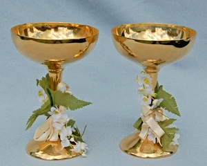 Pair of International Silver Co ~ Gold-Plated Wine Champagne Toasting Goblets - Picture 1 of 5
