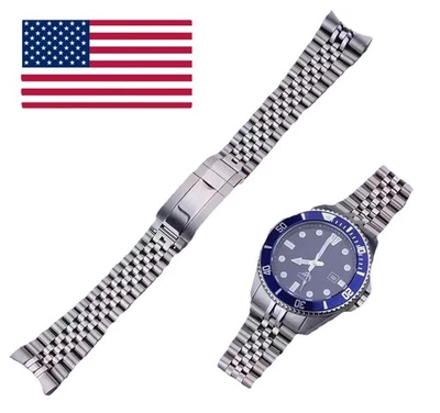 22mm Watch Band For Casio MDV-106 Steel Silver Solid Curved End Jubilee Bracelet - Image 1 of 4