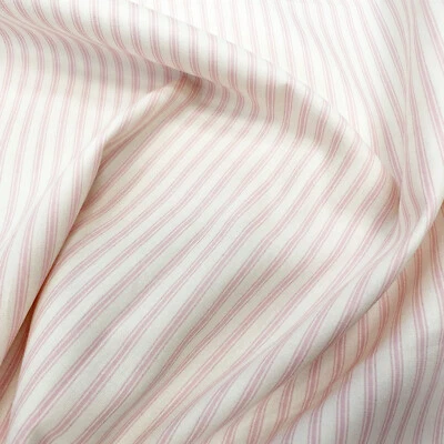 Cotton Fabric - Baby Pink & Ivory Ticking Stripe - Craft Fabric Material Metre - Image 1 of 4