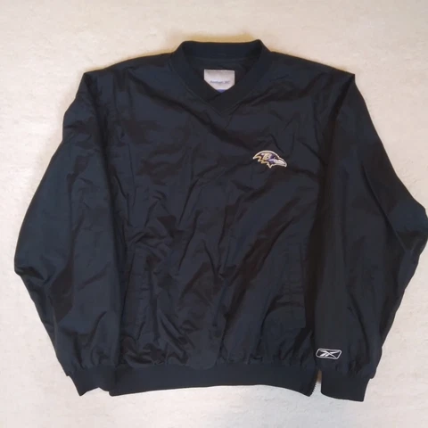 Baltimore Ravens Jacket Mens Medium Black Vintage Reebok Pullover Windbreaker Cover