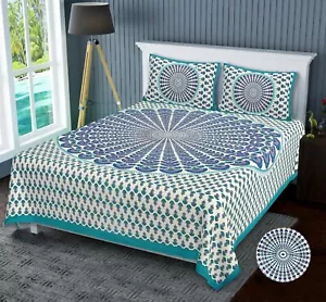 Blue Color with whight color combitionking size bed sheet with 2 pillow - Picture 1 of 4