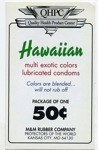 vtg condom machine decal sticker vending NOS Hawaiian Multi Colored 50 cent - Picture 1 of 1