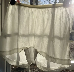 Vtg NOS Panties Nylon SHEER Brief High Cut Boyshort Band Leg Ivory Cream 8 L - Picture 1 of 11