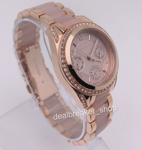 Michael Kors MK6175 Orologio Donna Cronografo Mini Blair Rosa Tono Oro Cristallo