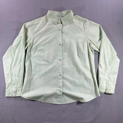 Columbia PFG Long Sleeve Button Shirt Womens Large Green Floral All Over Print - Image 1 of 4