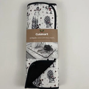 Cuisinart 2 Pack Dish Drying Mats 16in X 18in Snowmen Cardinals Holiday Winter - Picture 1 of 8
