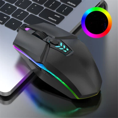 Wired Gaming Mouse 1600 DPI Optical 6 Button USB Mouse With RGB BackLight Mute - Image 1 of 4
