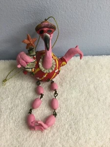 Pink Flamingo Hawaiian Shirt ornament dangle legs With Christmas Tree - Picture 1 of 4
