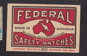 Ancienne étiquette  paquet Allumettes Australie BN122521 Kangourou Average 60 - Imagen 1 de 1