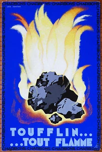 Gouache de Léo FONTAN projet d'affiche Charbon Toufflin vers 1935 Art Deco - Picture 1 of 2