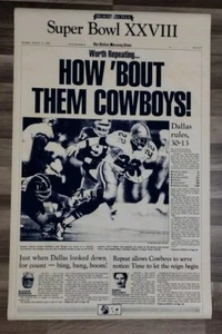 Cartel grande de papel 1994 Dallas Morning News Dallas Cowboys How Bout Them Cowboys - Imagen 1 de 10
