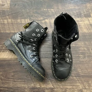 Dr Martens Docs Daria Bex Grommet Black Leather 8 Eye Combat Boots 39 EU w8 Rare - Picture 1 of 17
