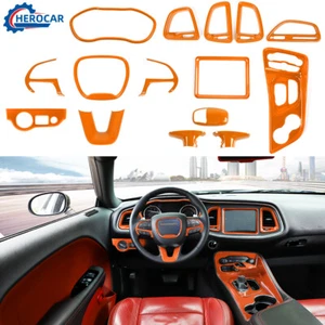 16pcs Interior Trim Kit Decoration Cover Orange For Dodge Challenger 2015+Orange - Bild 1 von 9