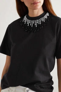 Christopher Kane 289247 Women's Beaded T-Shirt, M, Black - Picture 1 of 2