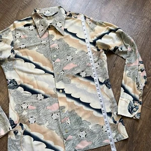 Vintage 1970s Men L Button Down Shirt Second Hand Rose by Mack Floral Graphic - Picture 1 of 12