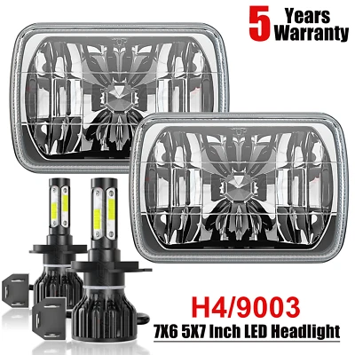 Par de faros LED 5x7 7x6 para Freightliner FL60 1991-2005 proyector haz alto-bajo Foto 1 de 4