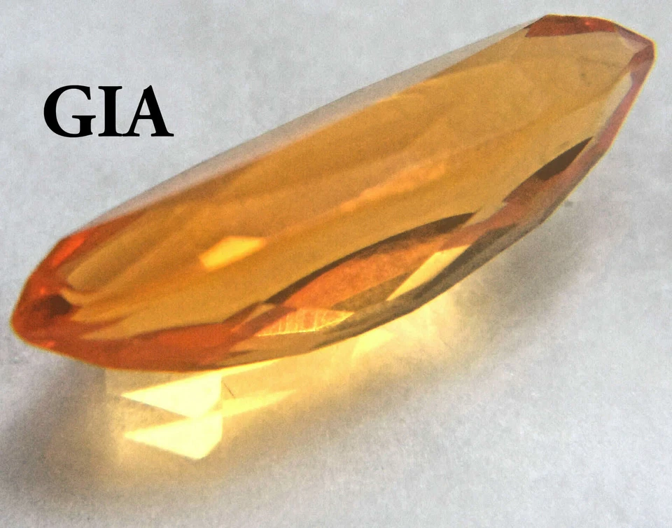 USA / GIA & INS 2.97 Carats Flawless Mexican Fire Opal Fancy Custom Cut Golden   - Image 1 of 4