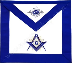 DELANTAL MASON MASON MASON AZUL CON RADIANTE G BORDADO A MANO (MA-279-V) - Imagen 1 de 2