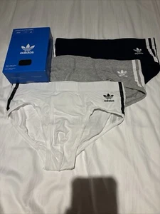 Mens Adidas Originals Comfort Flex Cotton 3-stripes Briefs 3pk Size Medium - Picture 1 of 9