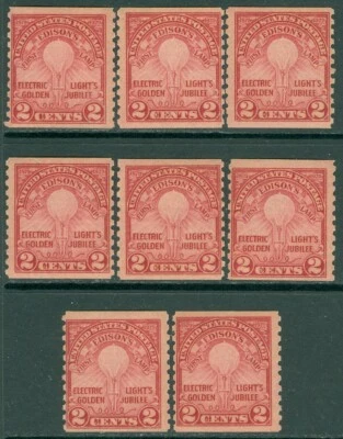 EDW1949SELL : USA 1929 Scott #656 Coil singles. 8 stamps. All Fresh MNH Cat - Image 1 of 2